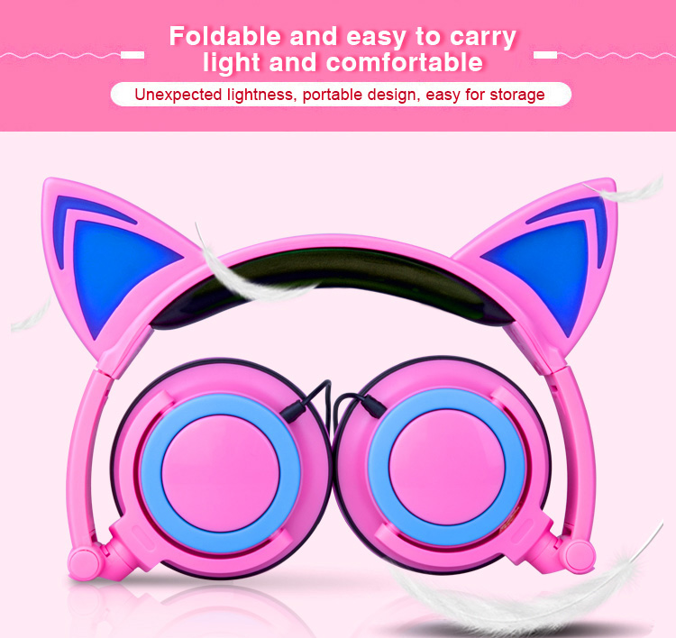 Holiday gifts hot selling lighting cat ear headphone