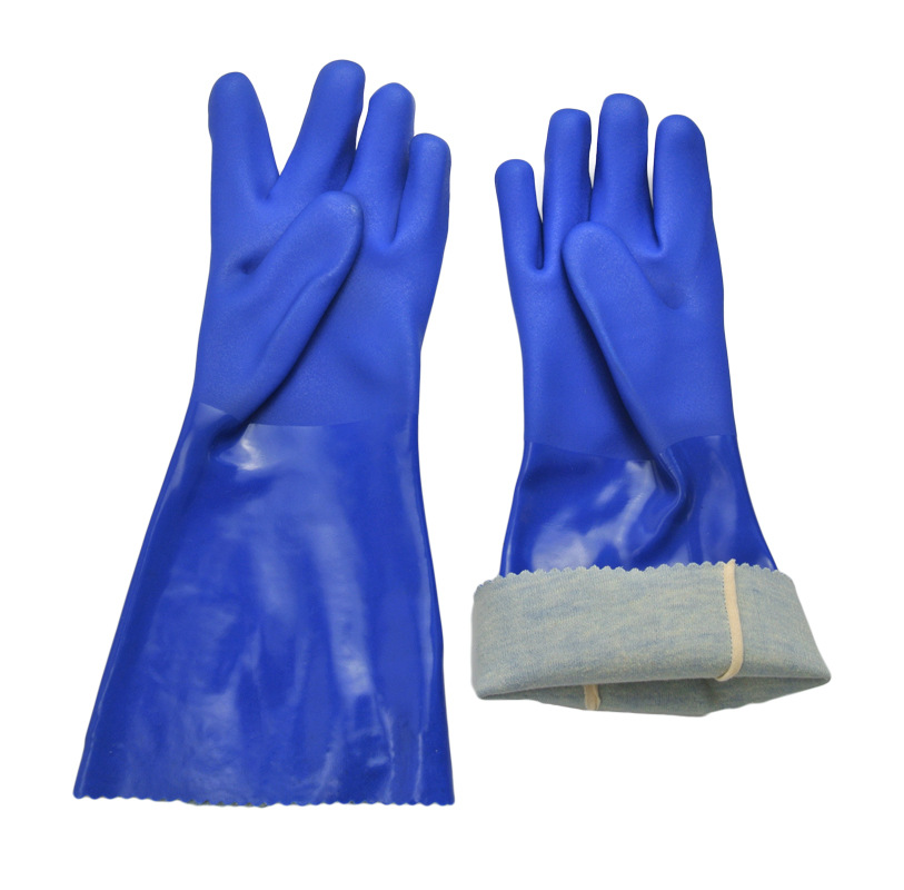 Guantes cálidos de acabado arenoso de PVC azul