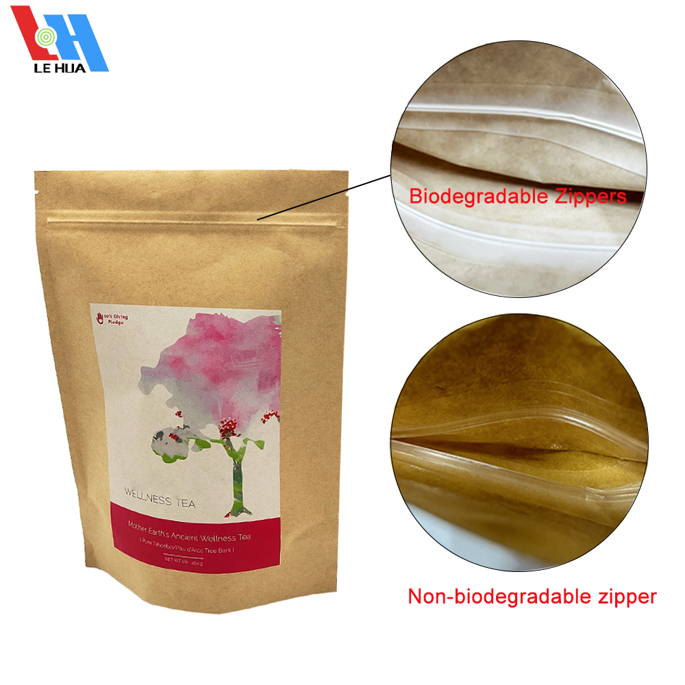 Kraft Paper Craft Bags With Biodegradable Zippers