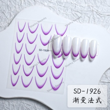 Waterproof Self-Adhesive Gradient French Tip Nail Stickers for Acrylic Nails