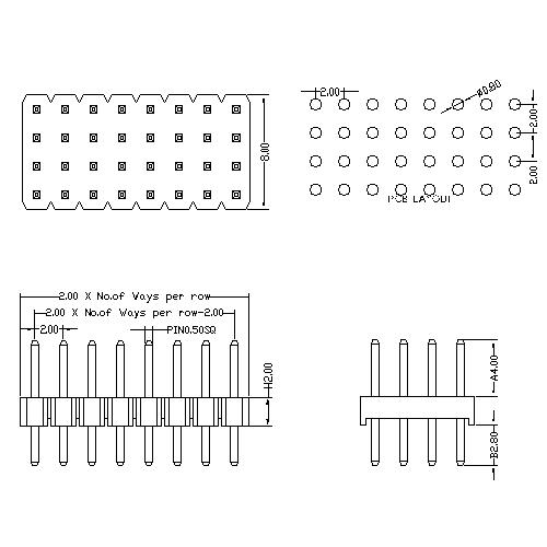 2.0 mm Pin Header Four Row Straight Type