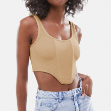 Ladies Summer Knit Ribbed Crop Tank Tops