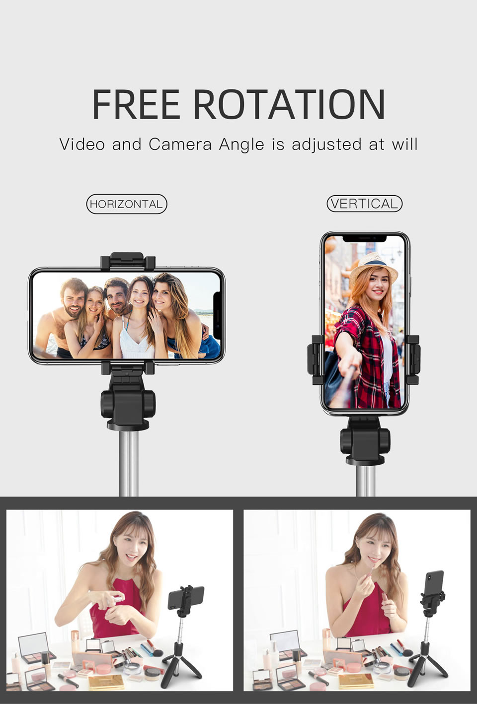Selfie Stick Tripod With BT Wireless Remote Plastic Alloy Self Stick Phone Smartphone Selfie-stick