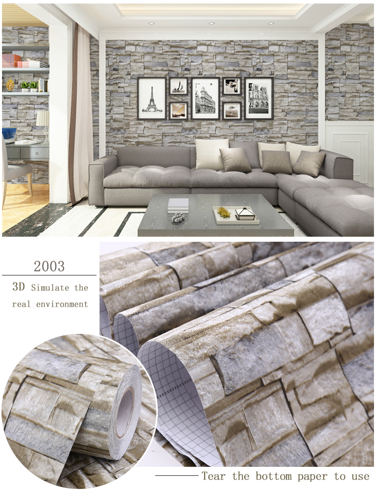 Wholesale Eco-friendly self adhesive 3d embossed brick wallpaper with cheap price for Leisure Facilities