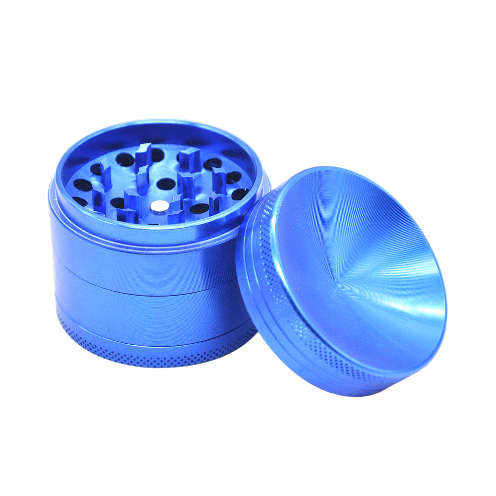 Aluminum Alloy 4 Piece 50mm Herb Grinder Weed Grinder With Curved Diamond Teeth concave top Herb Crusher Custom logo