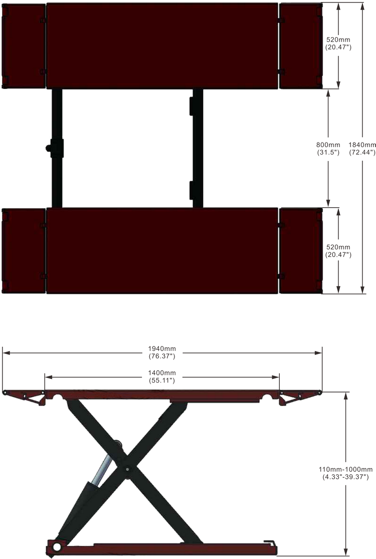 6600lbs Capacity portable Hydraulic Scissor Car Lift