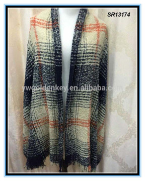 2016 fashion yellow plaid scarf shawl plaid tartan stole scarf