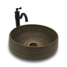 Handmade Pottery Forest Basin Round Ceramic Bathroom Vessel Sink