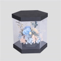 Caja de flores transparente de lujo hexágono con ventana transparente