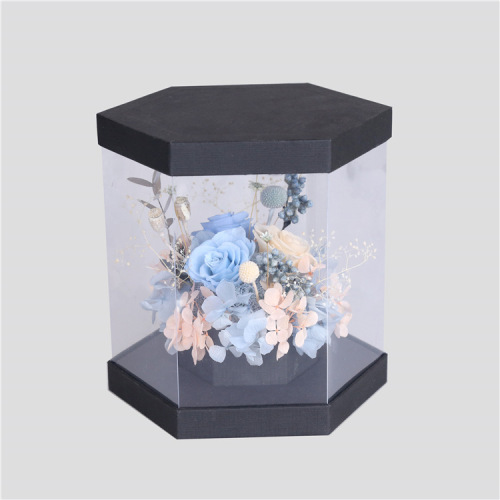 Hexagon Luxury Clear Flower Box with Transparent Window