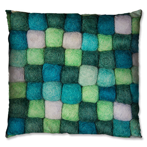 wool knit green cushion