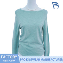 Soft Mint Boat-Neck Knit Sweater