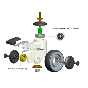 All Plastic Medical wheel Solid Round Stem caster with brake Casters