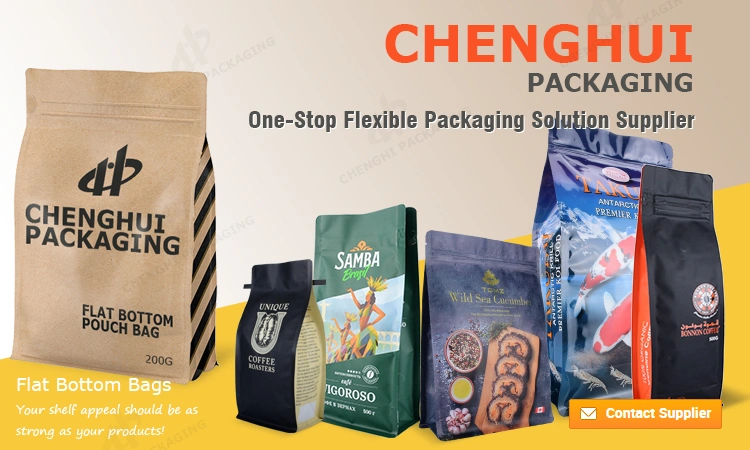 Custom Printing Resealable Zipper Matte Glossy 340g 500g Box Bottom Pouches Square Bottom Side Gusset Bag for Coffee Cat Food Packaging