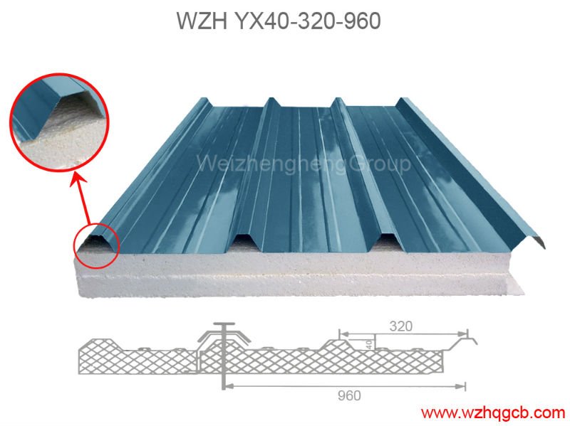 50mm thickness roof eps sandwich panel price /roof panels