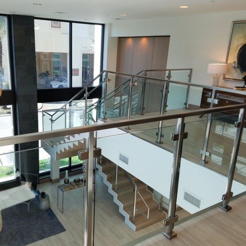 Stainless steel railing and glass stair railing