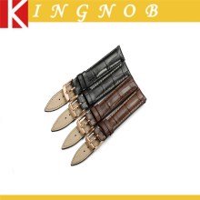 18 to 22mm Stainless Steel Ross Gold Pin Buckle Calf Leather Watch Band Strap