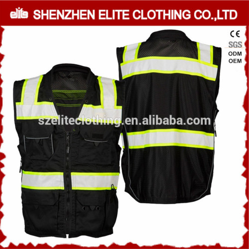 Cheap Bulk Custom Logo Black Reflective Safety Vest