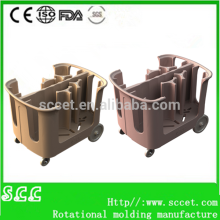 Roto molded adjustable dish handcart dish caddies dish service cart