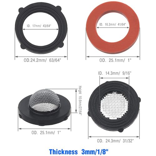 Hose getah meterai gasket dan penapis mesh