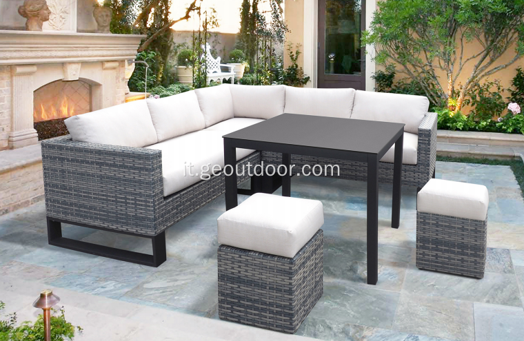 popolare bel divano set divano in vimini in alluminio