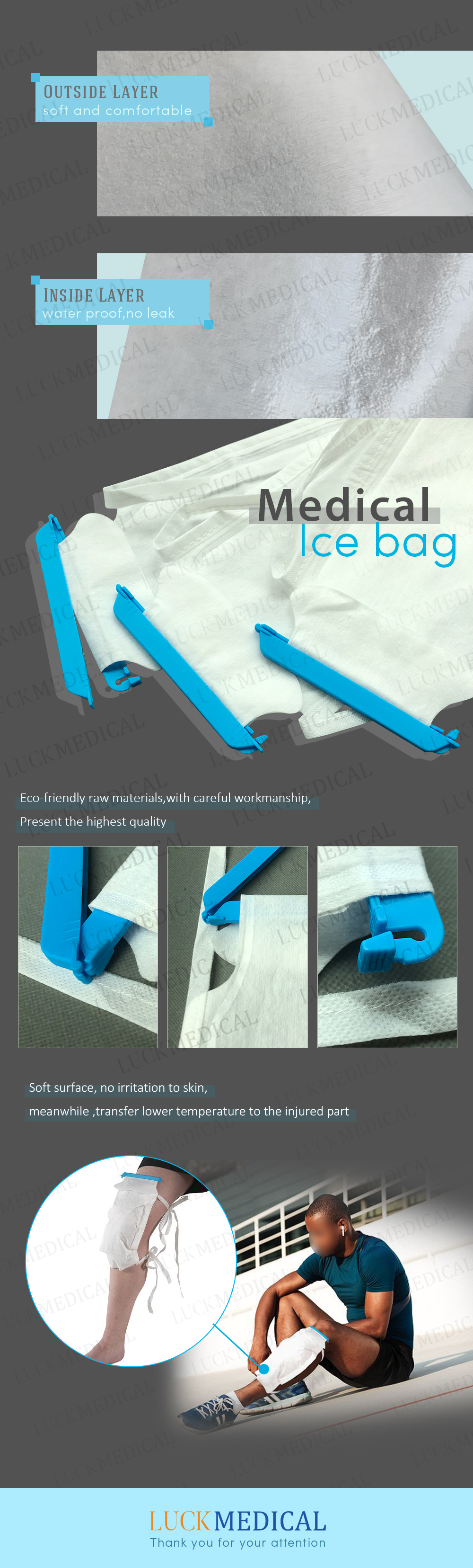 Paket Medical Surgical Einweg-Eisbeutel für Verletzungen Package Medical Surgical Disposable Ice Bag For Injury
