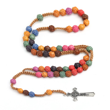 Ry009 Handmade Acrylic Rose Beads Rosary - Christian Prayer Gift