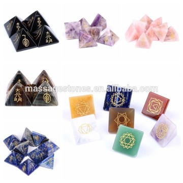 Hot sale engraved chakra pyramid natural gemstone vastu pyramid meditation