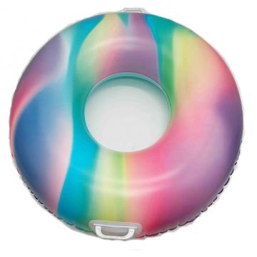 Anillo de natación de arco iris impreso de alta calidad con asa