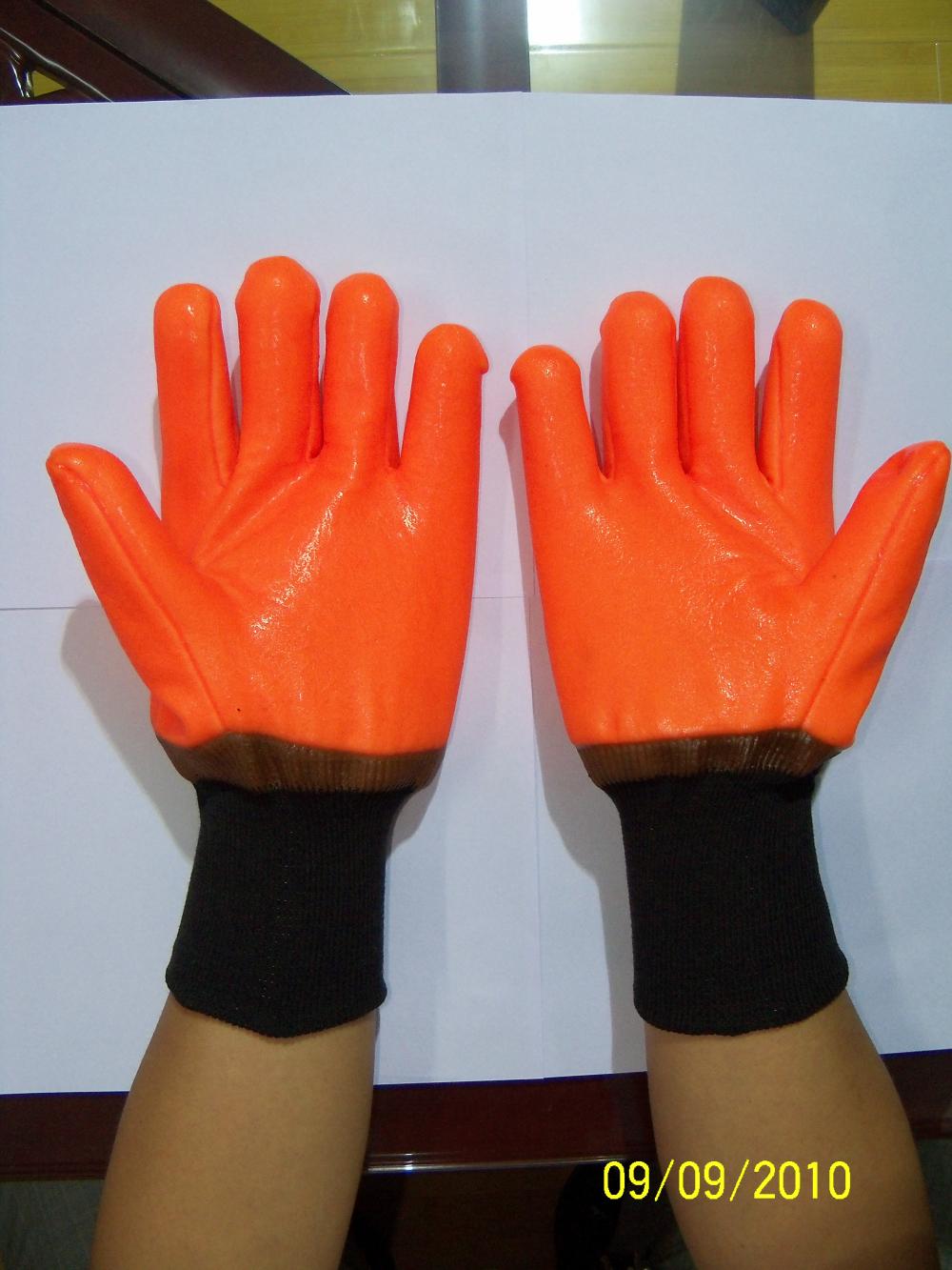 Luvas de inverno revestidas de PVC laranja