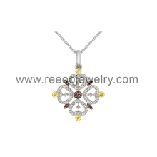 CZ 925 Charm Statement Necklace, 2013 Handcraft Silver Jewelry