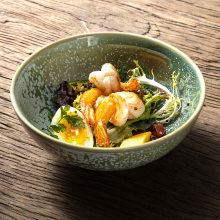 Natural Green Kiln Effect Ceramic Bowl - Rustic Charm Dinnerware