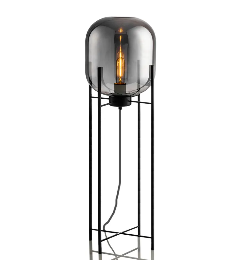 Stylish Amber Glass Floor Lamp for Contemporary Interiors
