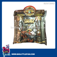 Kids assembling toys castle,gladiator medieval castle toy