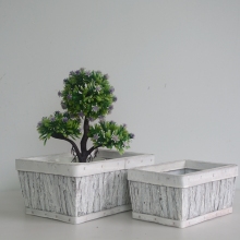 rectangular wash white wood bark flower basket