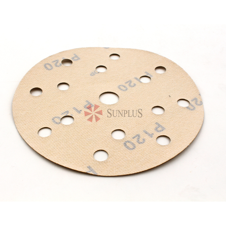 SUNPLUS Factory Gold Sandpaper Premium 80 120 240 320 400 500 600 Grit Sanding Discs 6" Multi Holes Gold Sandpaper Discs