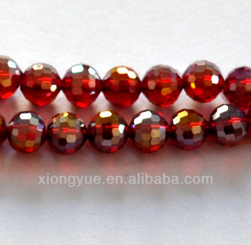 Wholesale light siam ab round faceted glass beads