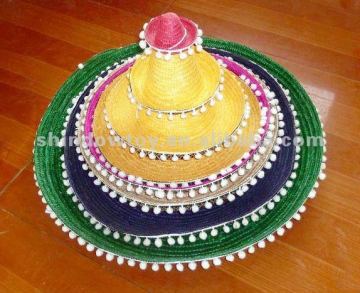 Colorful Mexican sombrero hat,Fashion Mexican natural straw hat