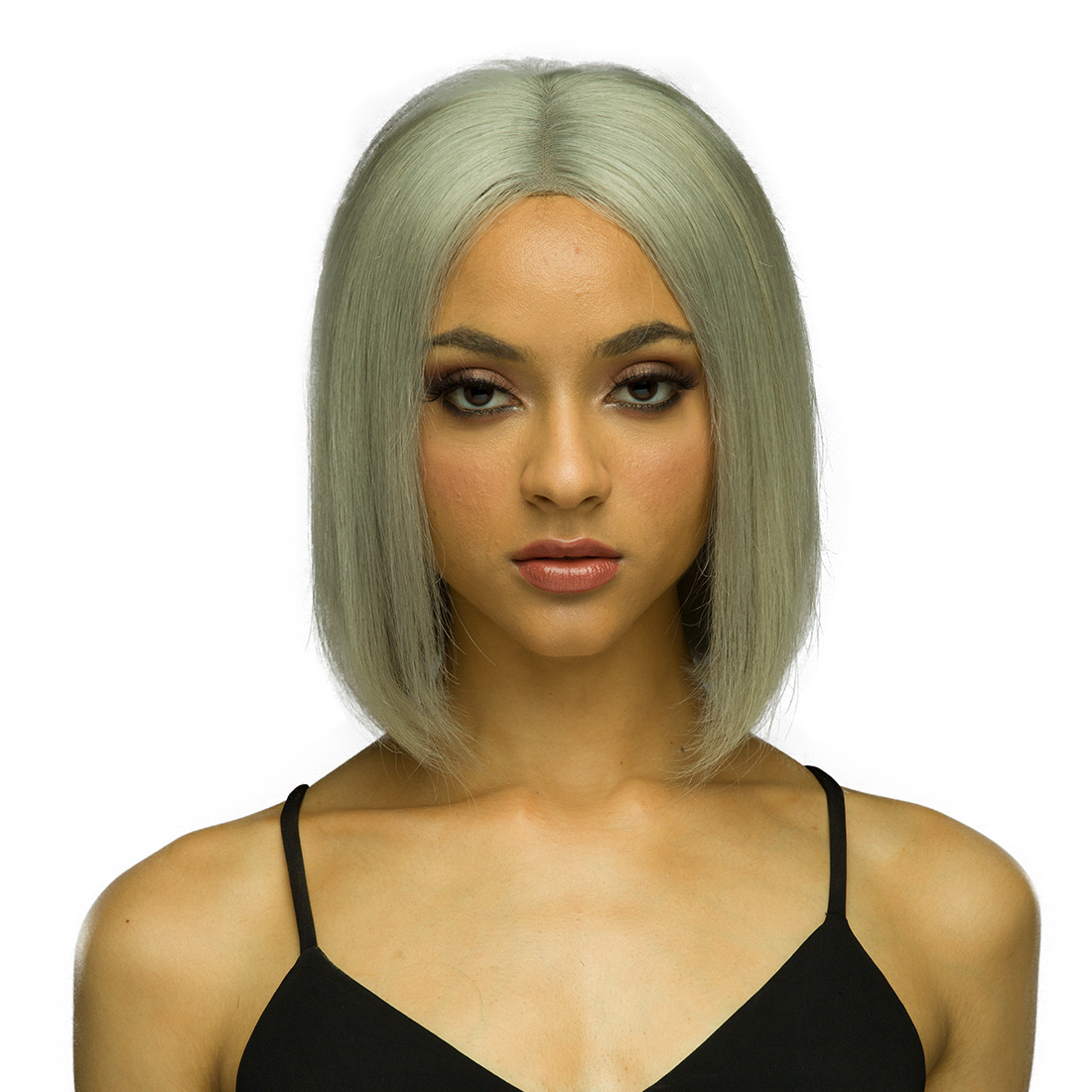 Caesious Grey  Color Middle Part 100% Human Hair Bob Wig, Wholesale Cheap Gray Short Lace Frontal Closure Wigs