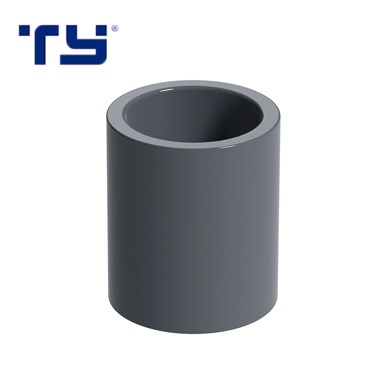 Good Quality PVC UPVC Plastic Grey Color Rubber Joint Pipe Fittings Full Coupling