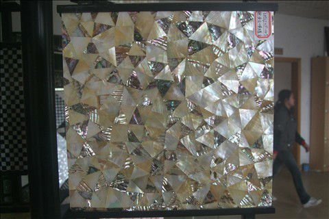 Triangle abalone paua & yellow lip mixed shell mosaic tiles