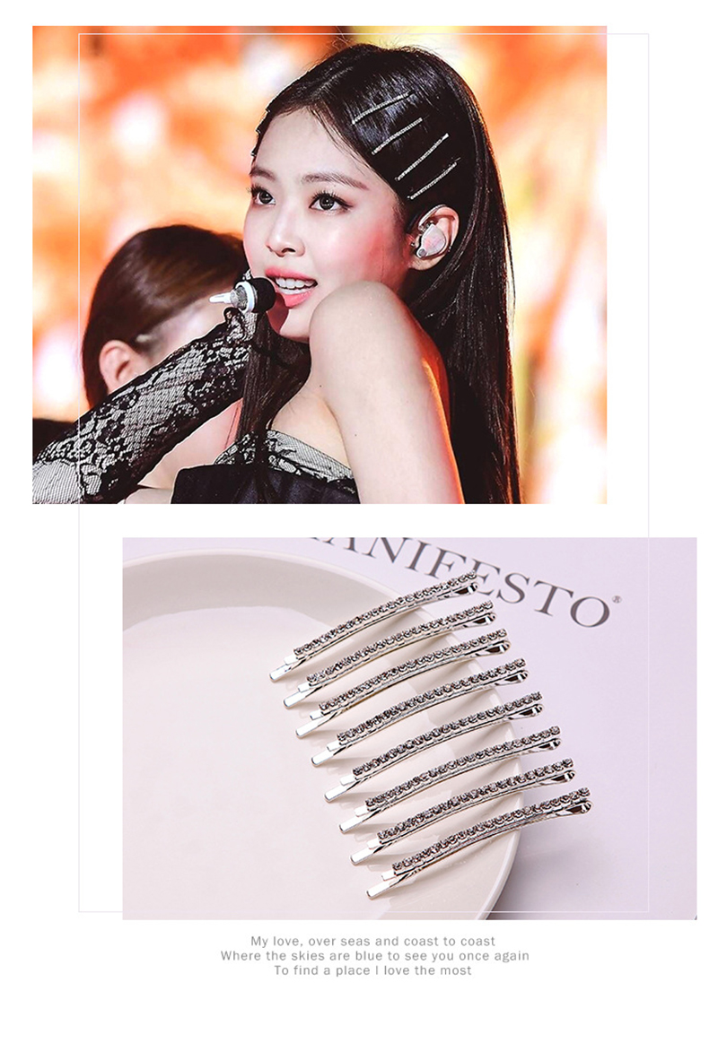 6cm/8.5cm long curved crystal bobby pins full rhinestone hair clip set 2 pcs bling hair pin