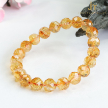 Faceted Citrine Gemstone Bead Bracelets: Natural Chakra Healing Crystals for Women and Men - Perfect Gift Idea