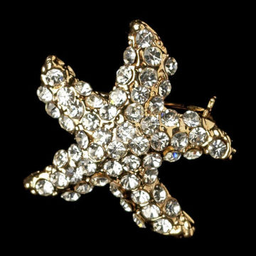 Light Gold Clear Stone Starfish Brooch