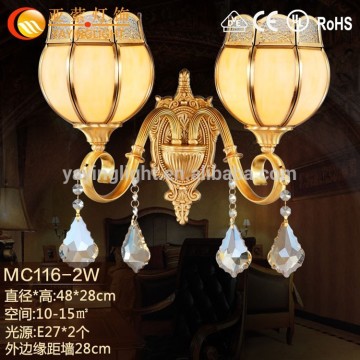 Full copper corridor crystal wall lamp,Full copper lamp bedroom wall lamp