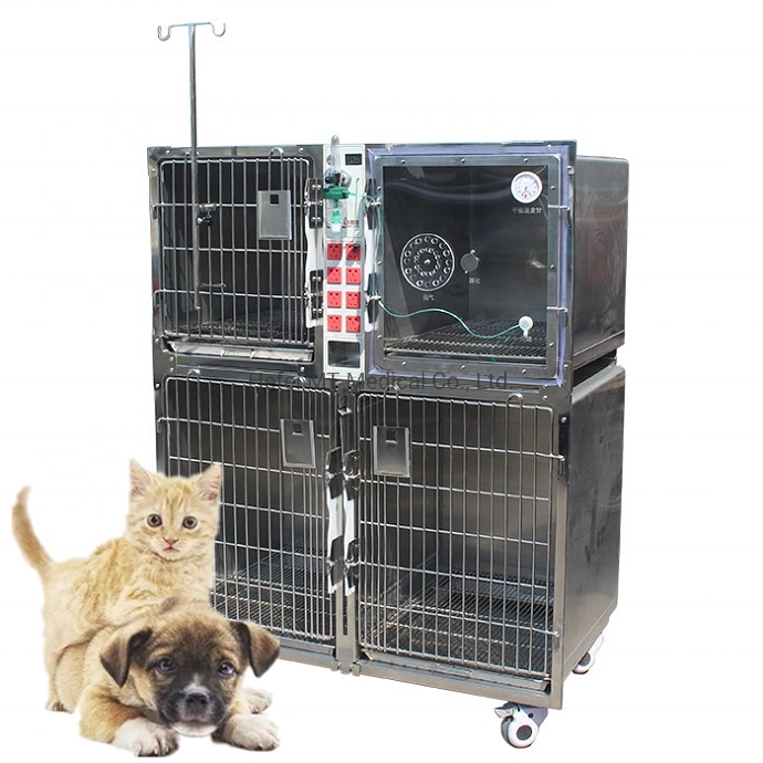 Pet Clinic Veterinary Treatment Stainless Steel Cat Cage for Animals