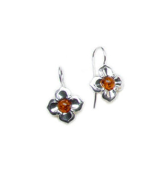 Fashion flower diamond stud earrings silver plated