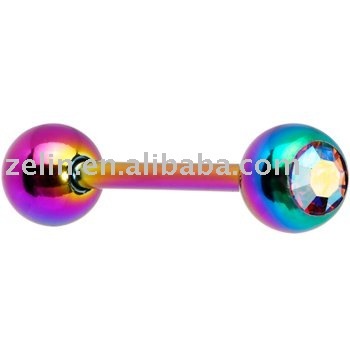 rainbow titanium body piercing jewelry tongue piercing