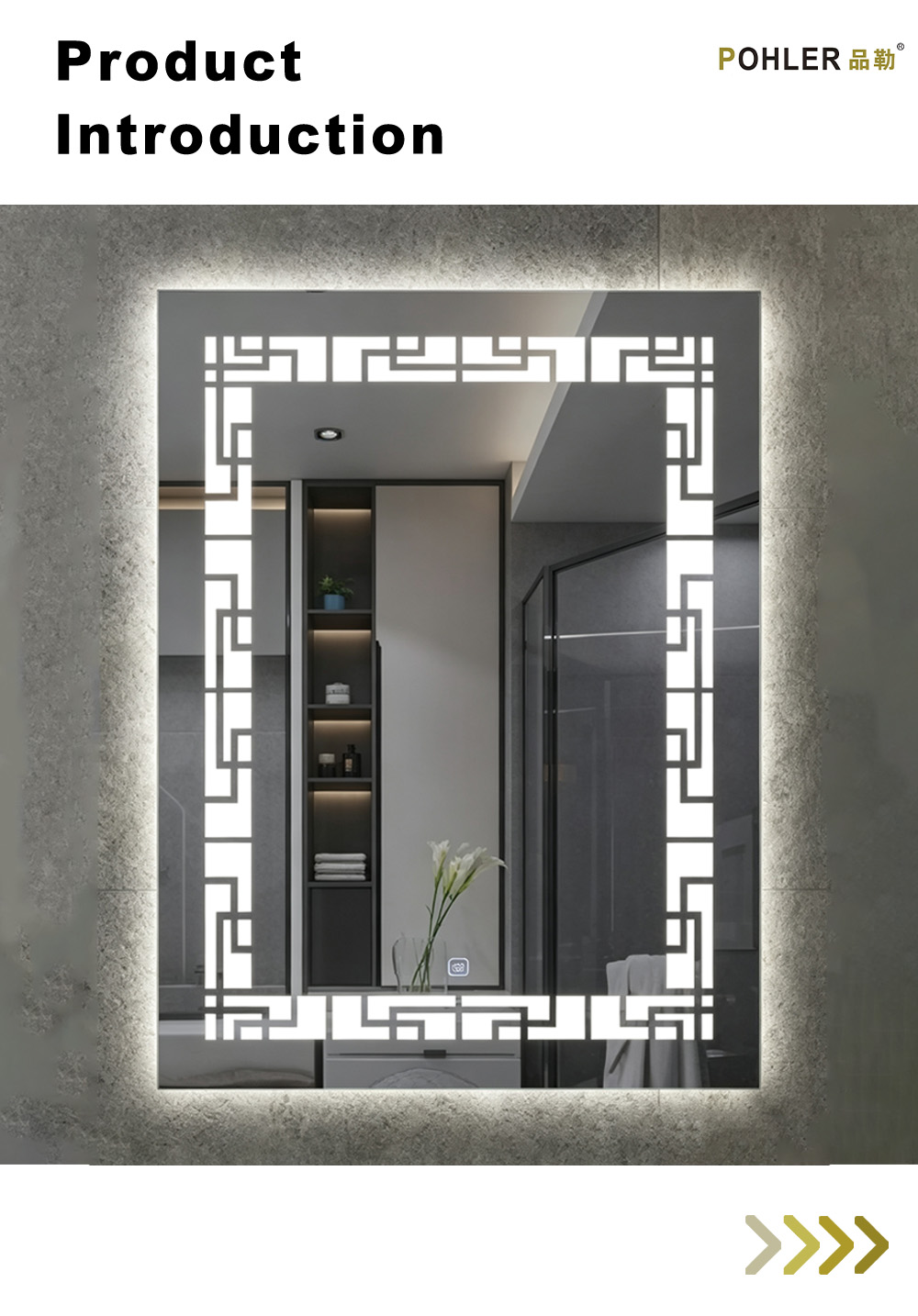D045 Китайское решетчатое светодиодное умное зеркало X D045 Chinese Lattice LED Smart Mirror X