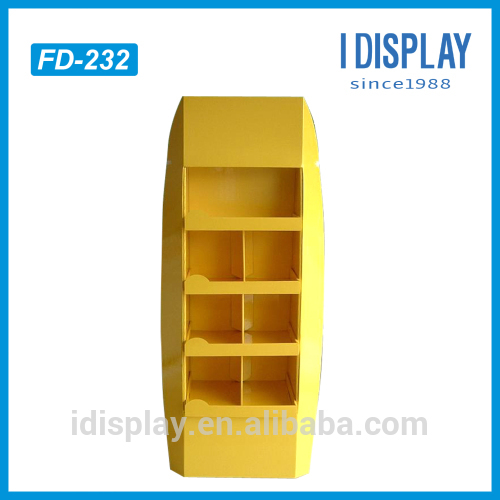 Customized Compartment Corrugated Cardboard Floor Display Shelf For bady wash